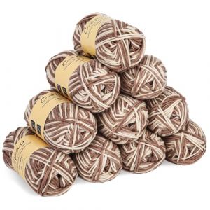 Coopay 10 Pelote de Laine &agrave; Tricoter D&eacute;grad&eacute;, 450g, Multicolore Laine Crochet Doux, 5 Brins Fil &agrave; Tricoter, Laine Crochet Tricot pour Layette, &Eacute;charpe, Chaussettes - Kaki (YutongTech, neuf)