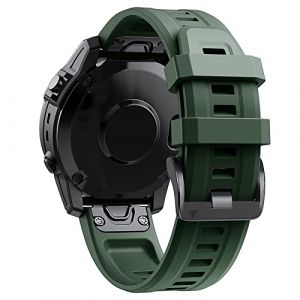 Bracelet Fenix 7X, Bracelet en Silicone de 26mm pour Fenix 7X Solar/Fenix 7X Sapphire Solar/Fenix 6X pro/Sapphire/Fenix 5X /plus/Fenix 3 /HR/Garmin Enduro/Tactix Delta (arm&eacute;e verte) (SUPORE, neuf)