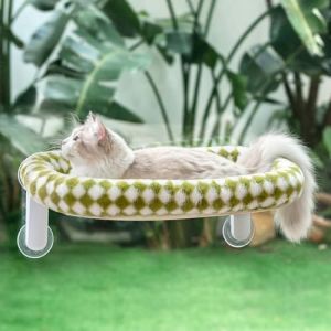 GUUSII HOME Hamac Chat Fenetre Panier Perchoir Transat Suspendu Pliable Support Etagere Cododo Lit pour Coussin Petite et Grande Chats Tapis Réversible Lavable en Machine 54 * 30cm (Vert, M) (GUUSII HOME, neuf)