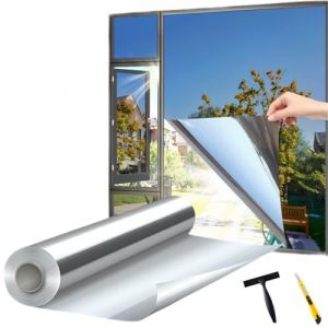 dzmelzu Film Miroir pour fenetre Anti UV Anti Regard avec Kit de Pose Film occultant Fen&ecirc;tre Bon Effet Miroir Protection de la Vie priv&eacute;e pour Maison Bureau Magasin (Argent&eacute;, 60X200 (cm)) (Hong Run International, neuf)