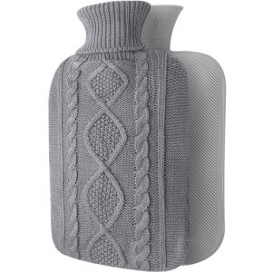 OliviaLiving Bouillotte avec housse &ndash; Housse en tricot souple de qualit&eacute; sup&eacute;rieure &ndash; Grande capacit&eacute; de 2 L &ndash; Bouillotte pour soulager la douleur, le cou et les &eacute;paules, le dos et les nuits (OLIVIA LIVING, neuf)