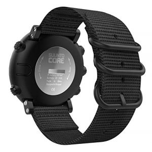 MoKo Bracelet Compatible avec Suunto Core, Bande de Poignet de Rechange Ajustable en Nylon Tissé avec Anneau à Double Boucle pour Suunto Core Montre Intelligente - Noir (KnoWhite, neuf)
