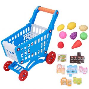 Caddie Courses Enfant, Caddy de Course, Jouet de Chariot de Caddie, Chariot de Courses Enfant, Ensemble de Caddie d'enfants, Le Cadeau Parfait pour Les Anniversaires, Cadeau de Noël (Bleu) (Tyenaza, neuf)