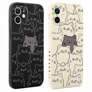 Coiwxmoi 2 Pi&egrave;ces Coque pour iPhone 12 Mini 5,4 Pouces, &Eacute;tui de Protection avec Aesthetic Design Motif, Antichoc Silicone TPU Anti-Rayures Housse Etui Bumper Cover pour iPhone 12 Mini, Chat (TERRA NOVA DISTRIBUTORS, neuf)