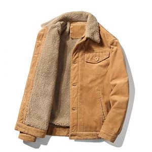 2022 Veste Velours c&ocirc;tel&eacute; pour Homme avec Poches Veste doubl&eacute;e en Polaire en Velours c&ocirc;tel&eacute; Vintage Hiver Chaud &Eacute;paissir Sherpa Doubl&eacute; Veste en Velours c&ocirc;tel&eacute; Camionneur Manteau Mode d&eacute;contract&eacute;e (NUSGEAR, neuf)