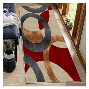 BORKOY Tapis de Passage Couloir Cuisine Tapis de Passage Tapis de Couloir Lavable Antid&eacute;rapant Long Absorbant 50x200cm, Rouge Bordeaux et Noir, pour Cuisine, Couloir, Passage, Chambre (Gangan Shop, neuf)