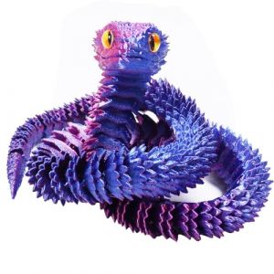 Giugio Jouet serpent imprimé 3D, 64 cm, flexible, faux serpent, en plastique imprimé 3D, pour décoration de bureau et de maison, violet (Heskead, neuf)