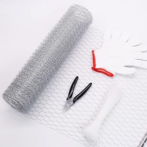 Grillage &agrave; Poule,0.4m*5m,Grillage Galvanis&eacute;,Grillage Voliere Hexagonal Rouleau de Grillage avec Pince Coupante et 1 Paire de Gants,pour D&eacute;coration d'int&eacute;rieur,Projets d'artisanat,Jardinage (ESSElidija, neuf)