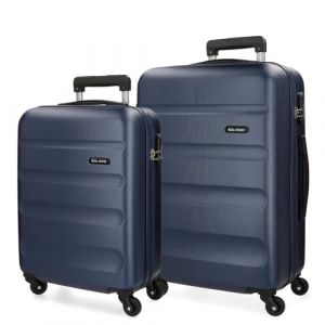 Roll Road Flex Set de Bagages Bleu 55/65 cms Rigide ABS Serrure &agrave; combinaison 91L 4 roues Bagage &agrave; main (Z3_STORE, neuf)