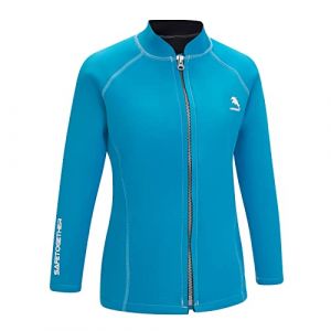 Veste de plongée en néoprène de 2 mm pour femme – Veste de surf à manches longues avec fermeture éclair sur le devant – Veste de plongée (taille L, bleu lac) (ziyibing, neuf)