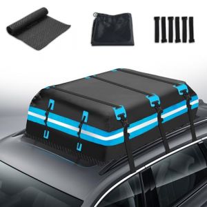 Rimoody Coffre de Toit de Voiture Pliable 595L 21 Pieds Cubes Coffre de Toit étanche XXXL Sacs de Toit avec Tapis Antidérapant Sac de Toit avec/sans Galerie Coffre de Toit pour Campeur, Vans, SUVs (Rimoody Direct, neuf)