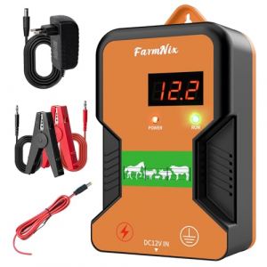 15KM Clôture Électrique pour Bétail Animaux, Électrificateur de Clôture Électrique, Haute Puissance 12V 2.0J 10 Miles, Cloture Electrique pour une Protection Parfaite pour Chevaux Moutons Pâturages (mtchavno, neuf)
