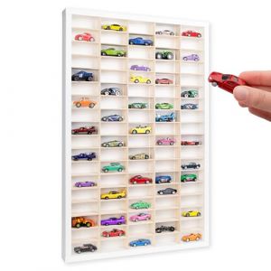 Creative Deco Étagère Murale Blanche en Bois pour Voitures Miniatures – 90 Compartiments Ajustables | Vitrine de Collection Verticale | Organisateur 80 x 51 x 5,5 cm (Creative Deco, neuf)