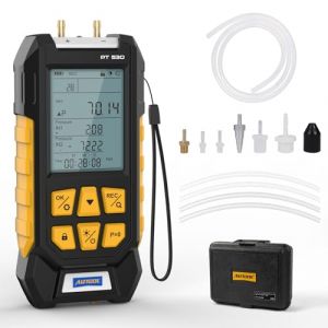 AUTOOL Manom&egrave;tre, Digital Testeur Pression de gaz &plusmn;0.25% FSO Pr&eacute;cision, -1-3Bar, Manometrepour Climatisation Auto R&eacute;frig&eacute;rateur avec Adaptateur, &eacute;cran LCD R&eacute;tro&eacute;clair&eacute;, 10 Unit&eacute;s, Bo&icirc;te &agrave; Outils (AUTOOL OFFICIAL, neuf)