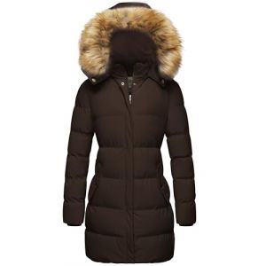 WenVen Manteau d'hiver Long pour Femme Veste matelass&eacute;e &eacute;paisse Veste matelass&eacute;e Chaude Parka d'hiver avec Capuche en Fausse Fourrure Marron M (C'est&nbsp;la&nbsp;vie, neuf)