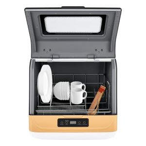 Mini lave-vaisselle 4 &agrave; 6 couverts avec 3 programmes, lave-vaisselle de camping avec contr&ocirc;le tactile, lave-vaisselle &eacute;conome en &eacute;nergie pour cuisine, camping-car et petits m&eacute;nages (Sadcous, neuf)