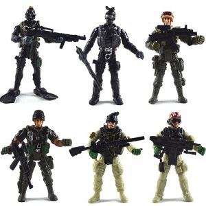 Uposao 6Pcs Soldat Militaire Mod&egrave;le Jouet Ensemble, Militaire en Plastique Jouet Soldats Hommes Chiffres Jouet Militaire Figurines Daction Arm&eacute;e Jouet &Eacute;ducatifs pour Enfants (Uposao, neuf)