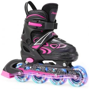 Roller Enfant Fille en Ligne, Patins à roulettes réglables pour Enfants 3 à 9 Ans, Rollers Enfant Fille lumières Amusantes pour Enfants pour débutants (S (EU 28-32)) (Sz-Jestme, neuf)