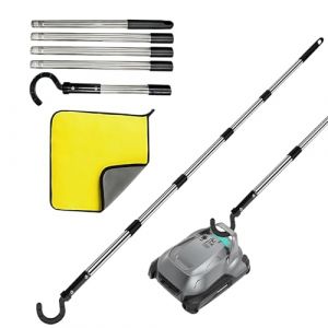 Puasok Crochet Robot Piscine avec Manche Télescopique Acier Inoxydable 185 cm (5 Sections), Perche Piscine Polyvalente pour Aspirateur, Filet, Brosse et Robot Nettoyeur, avec 1 Serviette (KUP Shop SIA, neuf)