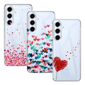 GEJEFA Coque pour Samsung Galaxy S25 FE 5G, 3 Pack Transparente Silicone TPU Souple Absorption de Choc et Anti-Scratch Housse Coque avec Dessin Coeur (YANGMING, neuf)