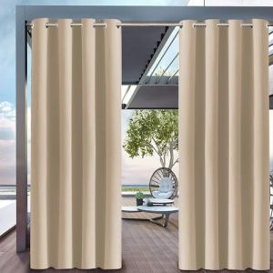 Hiseng Rideaux Ext&eacute;rieur Imperm&eacute;able, Rideau Occultant Isolant Thermique Rideau d'Ext&eacute;rieur avec Oeillet 1 Pi&egrave;ce Rideau pour Pergola Rideau Terrasse Rideau Pare Soleil (180x243cm,Couleur Kaki) (Hiseng, neuf)