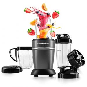 GOURMETmaxx Nutrition Mixer 1000 W | Smoothie Maker avec couvercle &agrave; emporter | Blender avec gobelet m&eacute;langeur et couvercle fra&icirc;cheur &ndash; Id&eacute;al pour le stockage | Blender avec kit d'accessoires L pour (DS e-Sales GmbH, neuf)