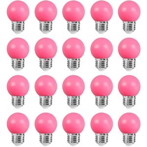 ZFQ Lot de 20 Ampoule LED Couleur E27 2W &eacute;quivalente 20W E27 Ampoule &eacute;conomie Guirlande lumi&egrave;re de golf Rose LED Ampoules Multicolore pour Maison Bar F&ecirc;te D&eacute;coration d'ambiance (ZFQ, neuf)