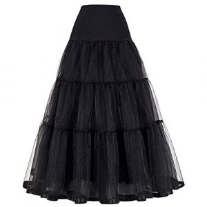 SSDH Jupon Long à Volants Crinoline Vintage Mariage Jupon de mariée pour Robes de mariée sous-Jupe Rockabilly Tutu (Noir, XL) (Sanduohua, neuf)