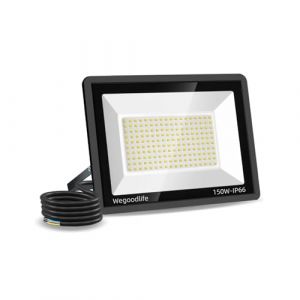 Wegoodlife 150W Projecteur LED Ext&eacute;rieur, Super Lumineux 15000LM Spot Ext&eacute;rieur, 6500K Blanc Froid &Eacute;clairage Mural d'ext&eacute;rieur, IP66 &Eacute;tanche, &Eacute;clairage Ext&eacute;rieur pour Jardin, Patio, Garage, Entr&eacute;e (ZHIHAOXUAN, neuf)