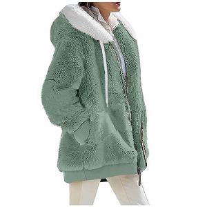 WZYYDS Veste Polaire Zippé Femme Hiver Chaud Épais Manteau Laine À Capuche Laine Grande Taille Blousons Fourrure Hooded Coat Manche Longue Casual Pas Cher Mode Automne Hiver Outerwear (WZYYDS, neuf)