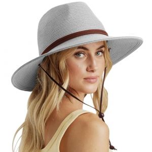 DRESHOW Femme Homme Chapeau de Paille Panama Unisexe Chapeau &Eacute;t&eacute; Large Bord Chapeau de Soleil Anti-UV Chapeau de Soleil (Dreshow, neuf)