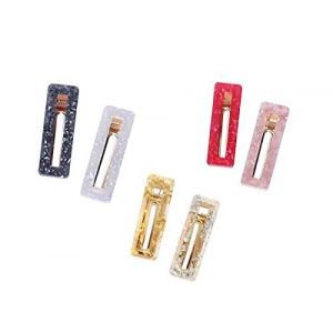 Lot de 6 pinces &agrave; cheveux en r&eacute;sine de crocodile en forme de bec de canard en alliage pour femme - &Eacute;pingles &agrave; cheveux g&eacute;om&eacute;triques en acrylique pour frange - Accessoires pour cheveux (rectangulaires) (baitianminggewg, neuf)