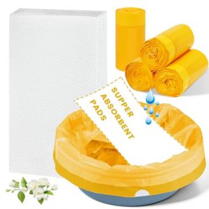 ACWOO Sac Hygi&eacute;nique Pour Chaise Perc&eacute;e, 100Pcs 53 * 40cm Doublures De Chaise Perc&eacute;e De Chevet Avec 100Pcs Coussinets Absorbants Jetables Pour Chaise Perc&eacute;e, Chaise Perc&eacute;e Super Absorbants (AOGOE-EU, neuf)