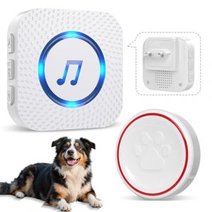 ChunHee Sonnette pour Chien Porte/Carillon pour Chat/Cloche Porte Chien - Entraînement aux Toilettes, sans Fil Étanche IP55, 55 Mélodies (1 Récepteur + 1 Émetteur) (ChunHee-EU, neuf)