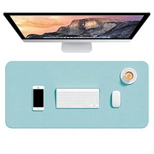 Hsurbtra Sous-main en cuir PU de 76,2 x 35,6 cm - Tapis de souris extra large - Imperméable - Très fin - Grand tapis de clavier d'ordinateur portable - Antidérapant - Bleu (Hsurbtra direct, neuf)