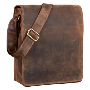 STILORD 'Lars' Vintage Sac Besace pour Hommes Sac Bandoulière Cuir pour Macbook 13,3 Pouces Documents DIN A4 Sac Messager Sac à l'Épaule, Couleur:Calais - Marron (STILORD Cuir, neuf)