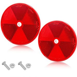 AGRISHOP 2X Catadioptre Remorque Rouge,Reflecteur Remorque Ø80mm Catadioptre avec Vis，Réflecteurs de Sécurité Réflecteur Rond (AGRISHOP, neuf)