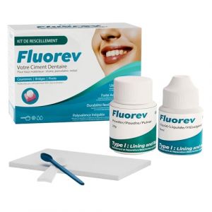FLUOREV - Ciment Dentaire Ionomère - Kit de Rescellement Temporaire pour Obturations Dentaires Urgentes - Pansement Dentaire de Haute Qualité, Facile à Utiliser (Checkmate-Brands, neuf)
