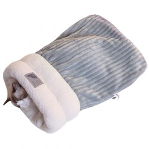 Sac de Couchage pour Chat,Sac de Couchage D'hiver pour Chat Chat D'intérieur,Couverture en Coton Ultra doux Lavable pour Chat et Chien,360 ° Enveloppant Confortable pour Animaux (Gris 54 * 45 cm) (jinbohan123, neuf)