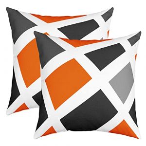 G&eacute;om&eacute;trie Avec Ligne Taie d'oreiller 60x60cm G&eacute;om&eacute;trique Gris Orange Noir Lot De 2 Housse Coussin Pour Maison Le Salon D&eacute;cor Taie Oreiller R&eacute;versible Modern R&eacute;sum&eacute; Art D&eacute;cor Housse de Coussin (Bofanshangmao, neuf)
