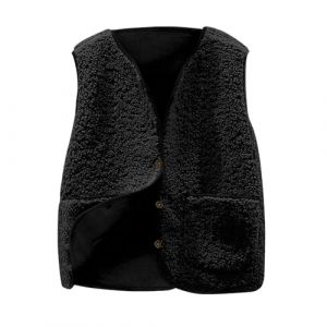 Enfant Gilet en Molleton Polaire Doux sans Manche Coupe Classique Manteau en Fausse Hiver Fourrure Ado Fille Couleur Unie Blouson Mode Bouton Matelass&eacute;e sans Manches Veste avec Poches Garcon 5-14 Ans (⭐⭐⭐⭐⭐AEGJEGVD⭐⭐⭐⭐⭐, neuf)