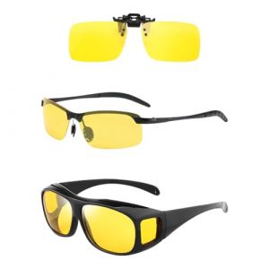 GTYHH Lunettes Simples 3 Pi&egrave;ces, Lunettes De V&eacute;lo, Lunettes De Conduite De Nuit, Lunettes Anti-&Eacute;blouissantes, Lunettes Anti-Vent Et Anti-Sable (LUMINAT TRADING, neuf)