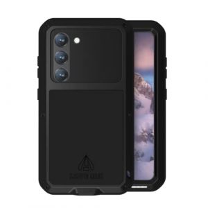 LOVE MEI Coque pour Samsung Galaxy S23, Outdoor Sports Heavy Duty M&eacute;tal Blind&eacute; Coque &Eacute;tanche Antichoc Anti-poussi&egrave;re Full Body Protection Case avec Verre tremp&eacute; pour Galaxy S23 (Noir) (Yeon store, neuf)