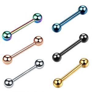 GXGM 6 Pi&egrave;ces Piercing Langue,Acier Chirurgical Avec Boule &agrave; Paillettes Zircon Perle Lumineux Bijoux De Piercing Femmes M&eacute;lange Des Couleurs (GXGM, neuf)