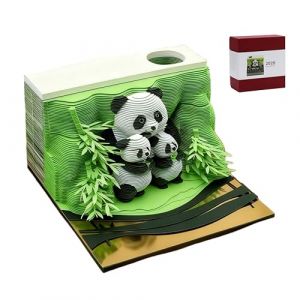 LOMUG Bloc-notes 3D panda, calendrier effa&ccedil;able 3D 2026, calendrier arrachable 3D panda papier avec support, calendrier de table, calendrier m&eacute;mo, calendrier cr&eacute;atif, panda, bricolage, d&eacute;coration (JINGMEI-UK, neuf)