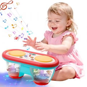 Woollywink Jouet Bébé 1 an, Jouet Musical Lumineux pour Enfant 9 12 18 Mois + Cube d'Activité Instrument de Musique à Double Tambour à Mains Cadeau pour Bébé 1 an + (WoollyWink, neuf)