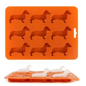Moule à Glaçons en Forme de Chien Teckel, Moule et plateau en Silicone en de forme Teckel Orange, Bac à Glaçons pour Biscuits, Bougies, Cadeau Teckel, Chocolat, Décoration de Gâteau au Yaourt Fondant (CHUXINKEJI, neuf)
