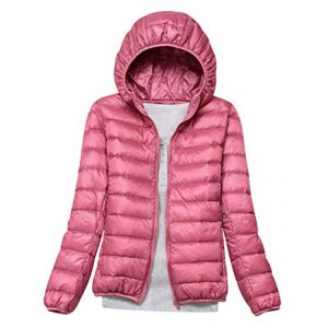Doudoune L&eacute;g&egrave;re a Capuche Femme Duvet Veste Doudoune &agrave; Capuche Femme Legere Courte Manteau Doudoune Matelass&eacute;e Pliable Fine Light Blouson Doudounes Legeres Courtes Mi Saison Hiver Chaudes Sport Rose (Lonely Wine, neuf)