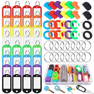 xianzhanEU 128 pcs Capuchon Cl&eacute;, Cap Cl&eacute; Color&eacute;es Avec Bo&icirc;Te Anneau Porte Cl&eacute; pour &eacute;Tiquettes D'Identification, Cl&eacute;s de Bagage et Cl&eacute;s D'Organisation (4 sp&eacute;cifications) (xianzhanEU, neuf)