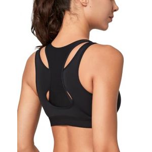 Yvette Soutien Gorge de Sport Femme Fermeture Avant Maintien Fort Grande Taille Rembourr&eacute; Dos Nageur Fitness Noir 3XL Grande Taille (Yvette Sports, neuf)